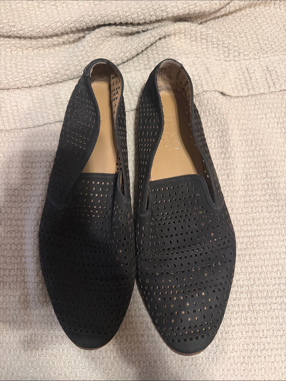 Perforated Black Slip-On Women’s Leather Loafers